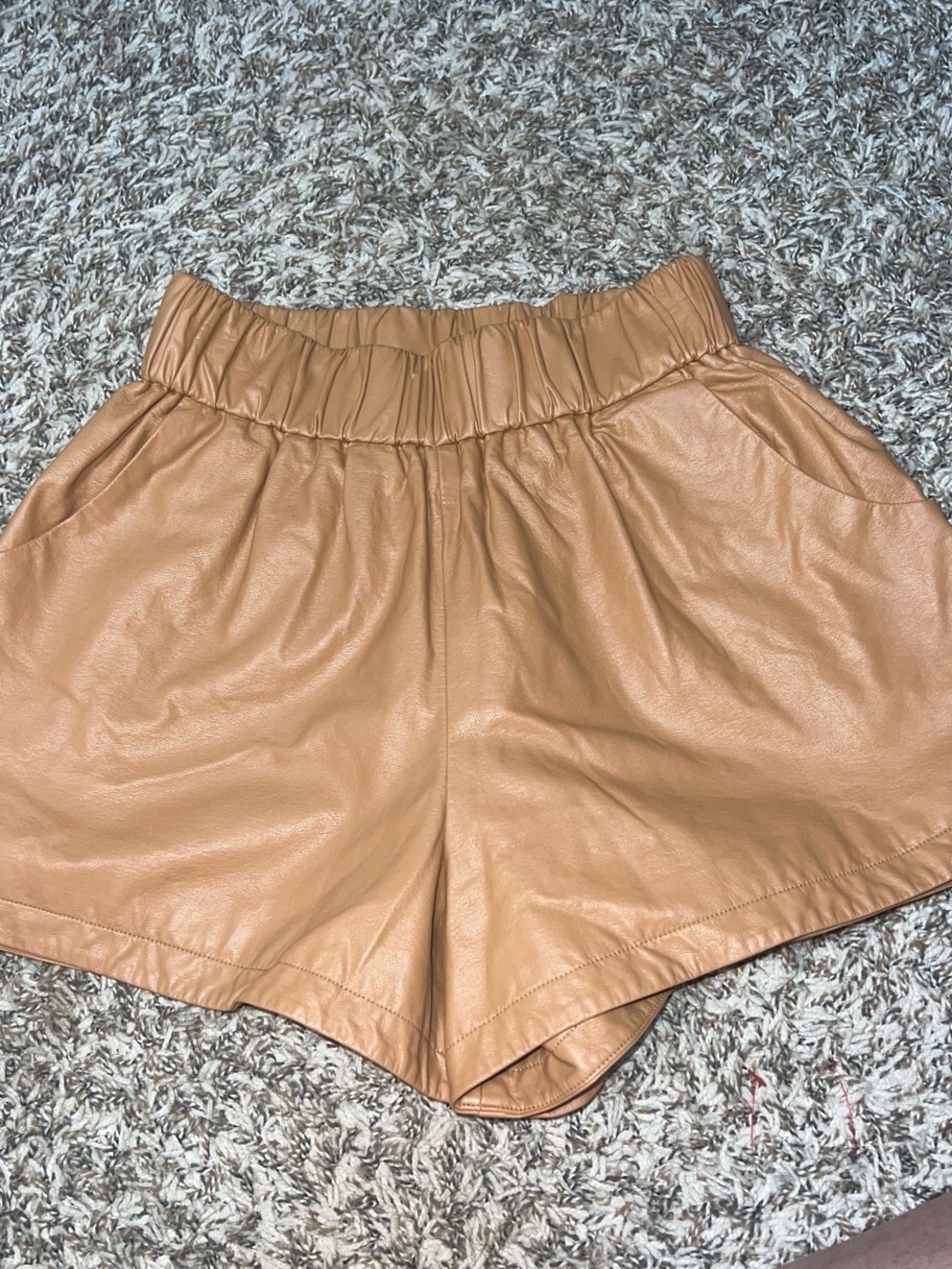 CROSBY by Mollie Burch Tan Faux Leather High-Waist Shorts